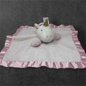 Cloud Island Unicorn Satin Lovey Plush‎ Pink White 14x14" Baby Gold Dot Blanket
